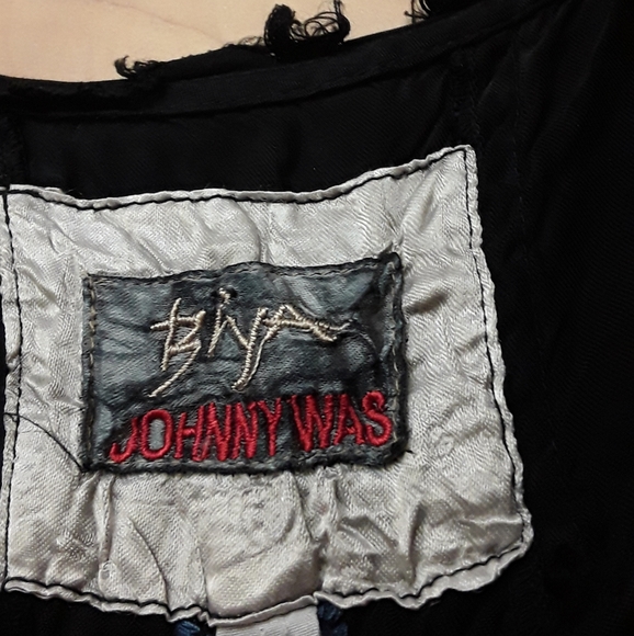 Johnny Was Black Blue Embroidered Pocket Tunic - Picture 4 of 8